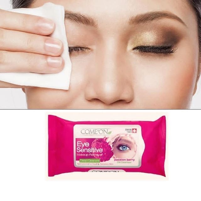 دستمال مرطوب پاک کننده آرایش چشم کامان مناسب پوست حساس بسته ده عددی Come'On Eye Mskeup Remover Wipes 10pcs