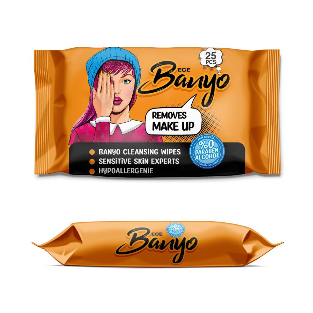 IMG-20230405-WA0004 دستمال مرطوب بانیو پاک کننده ارایش بسته 25 عددی رنگ نارنجی - Image 1