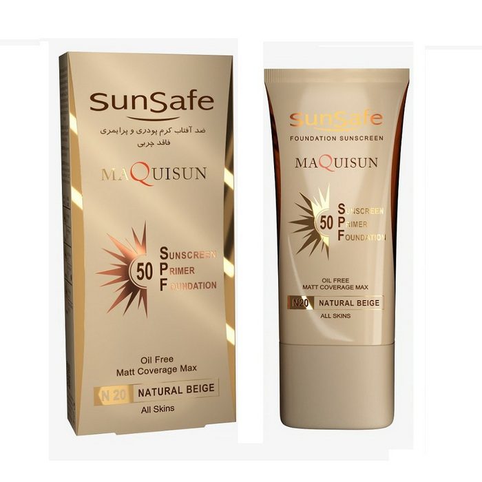 ضد افتاب کرم پودری مکیسان SPF50 سان سیف / Sunsafe SPF50 Foundation Sunscreen